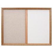 UNITED VISUAL PRODUCTS Decor Wood Combo Board, 72"x48", Walnut/Grey & Medium Grey UV705DEFAB-WALNUT-GREY-MEDGRY